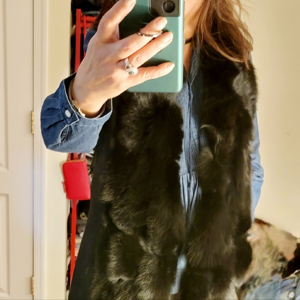Wool/fur long vest NWT